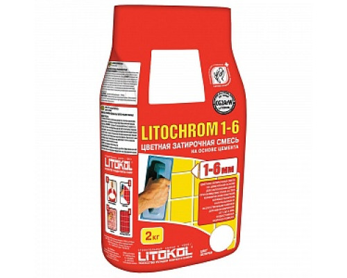 Затирка Litochrom 1-6 C.00 белая 2 кг Затирки цементные Затирки для плитки Сухие смеси СТРОЙМАТЕРИАЛЫ