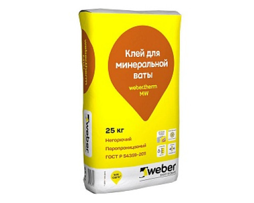 Клей для минеральной ваты Weber.therm MW Winter 25кг/1013879 Составы армировочные и клеевые Системы утепления фасадов СТРОЙМАТЕРИАЛЫ