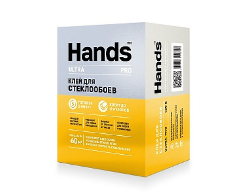 Клей специальный для всех типов стеклообоев Hands Ultra PRO, 420 г Обойные клеи Строительные клеи Монтажные материалы СТРОЙМАТЕРИАЛЫ