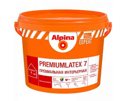 Краска интерьерная моющаяся ALPINA EXPERT PREMIUMLATEX 7, шелк/мат, База 1, 10л / 23227 Краска для стен и потолков ALPINA Краска для стен и потолков Стандарт Краска для стен и потолков Интерьерные краски Краски водно-дисперсионные Лакокрасочные материалы ОТДЕЛОЧНЫЕ МАТЕРИАЛЫ