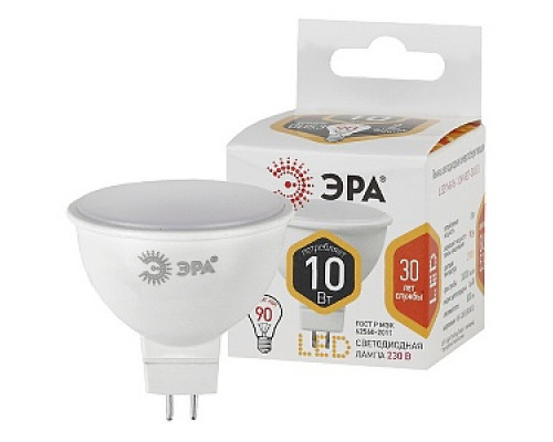 Лампа светодиодная Эра LED MR16-10W-827-GU5.3 Лампы светодиодные точечные MR, PAR Лампы светодиодные Лампы, патроны Освещение Электрика ЭЛЕКТРИКА И ВЕНТИЛЯЦИЯ