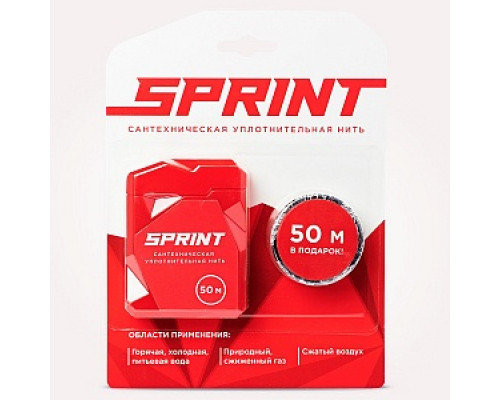 Уплотнительная нить Sprint (50м бокс +50м катушка), блистер Нити для резьбовых соединений Уплотнители резьбовых соединений Водоснабжение САНТЕХНИЧЕСКАЯ ГРУППА